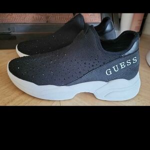 Guess Black Knit Slip-On Shoes